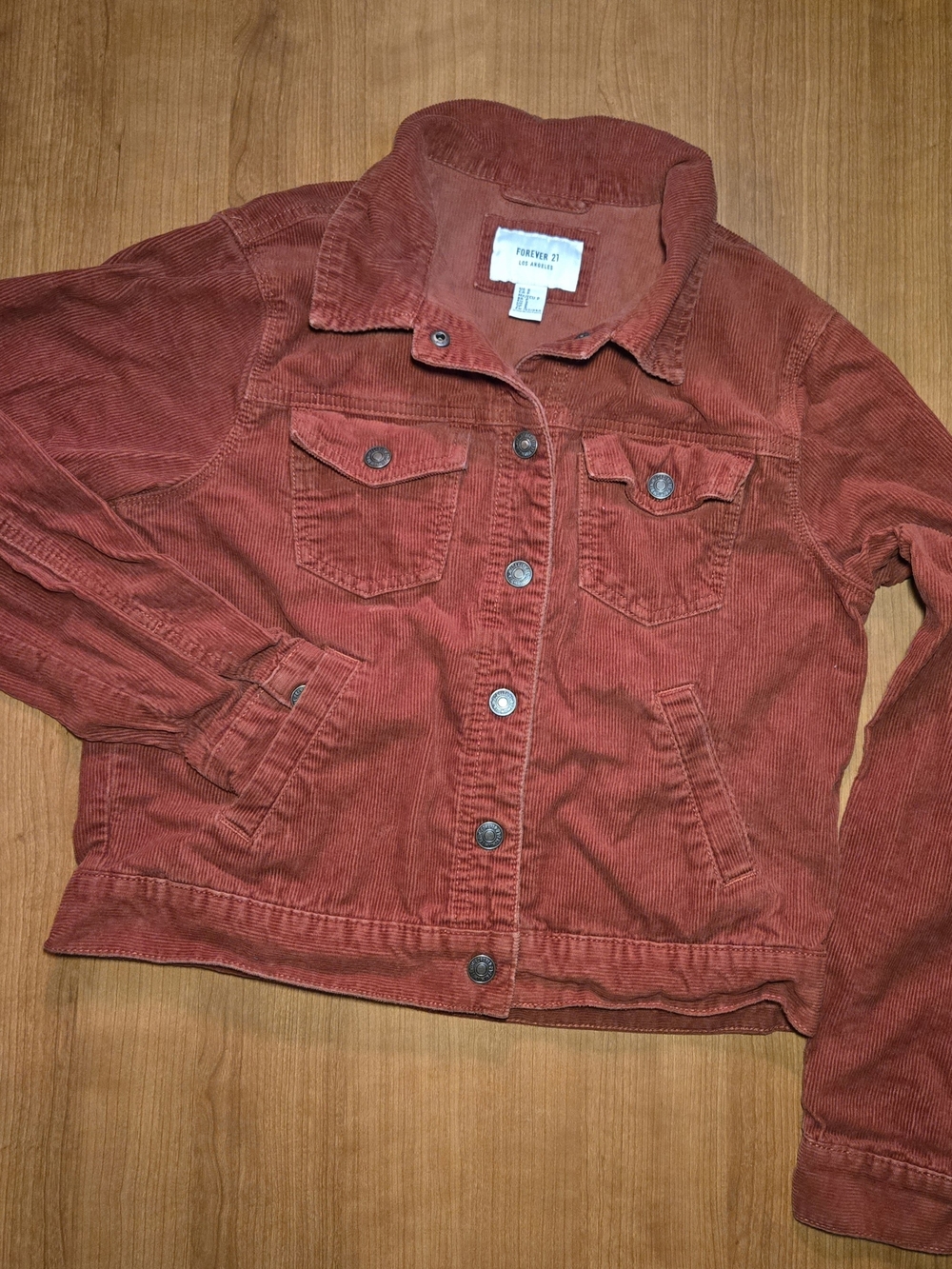 Forever 21 Women's Corduroy Trucker Jacket - Rust Red